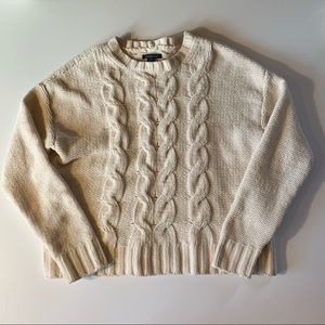 NWOT American Eagle White Cable Knit Chenille Sweater Women’s Size Small